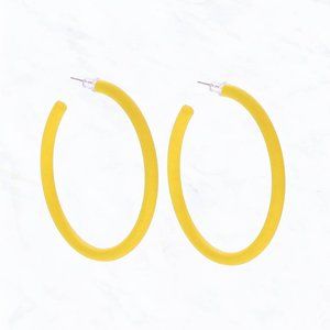 Yellow Rubber Color Coated Hoop Earrings